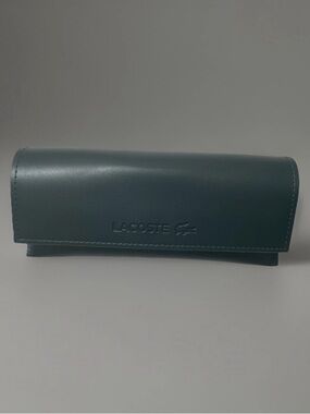 Lacoste Leather Sunglasses Case in Deep Teal